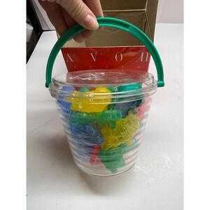 Vintage Avon Tropi-Cool Ice Bucket Set Reusable Tropical Ice Cubes Tongs Box